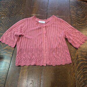 Vintage United States Sweaters rose short-sleeve cardigan M/L (See Measurements)